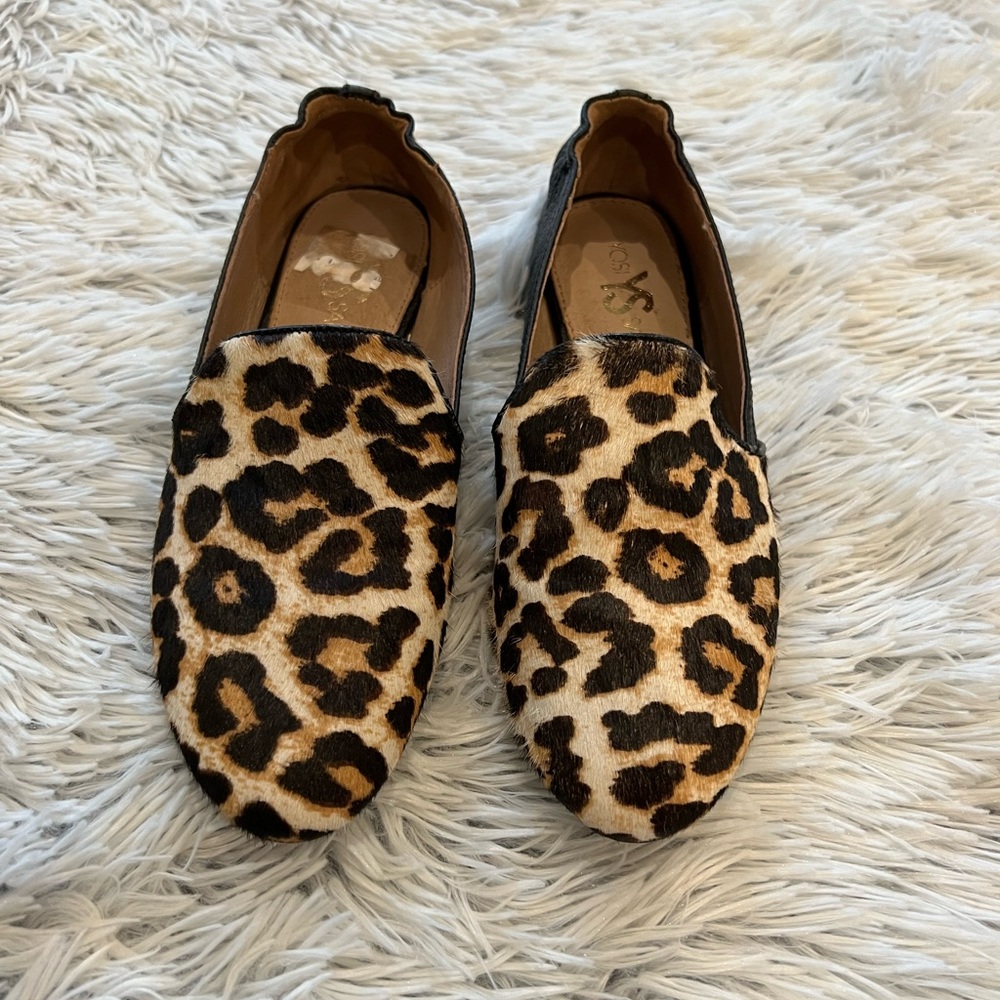 Leopard Print Loafers with Black Faux Leather & Gold Accents Yosi Samra